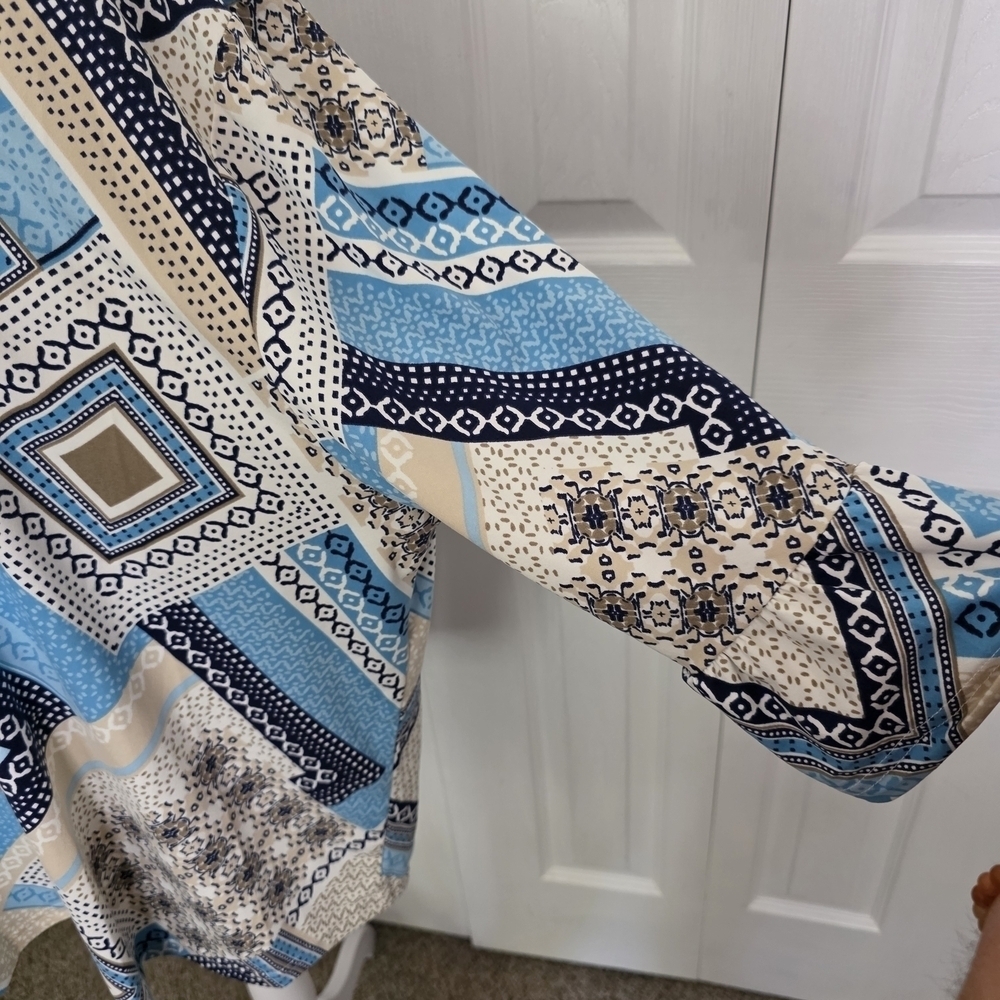 BonWorth Blue and Beige Patterned Blouse - Picture 2 of 3